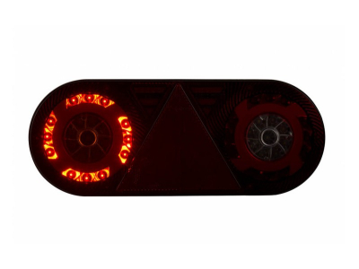 Lampa zespolona tylna z trójkątem odblask. HOR 105, STELLA, diodowa 12/24 V, lewa (6-funkcyjna, przewód okrągły 6x0,5 mm2, długość 2 m)